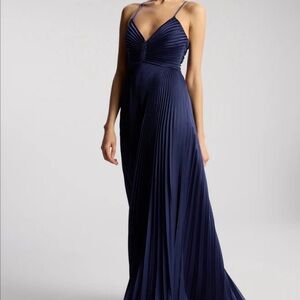 ALC Blue Pleated Maxi Gown Spaghetti Strap